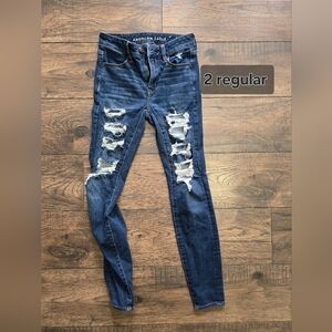 Distressed Blue Jeans